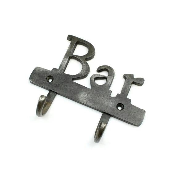 Antique Cast Iron Bar Sign with Twin Hooks