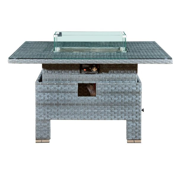 RoyalFire Royal Fire Icarus Rattan Rising Firepit Table in Ocean Grey