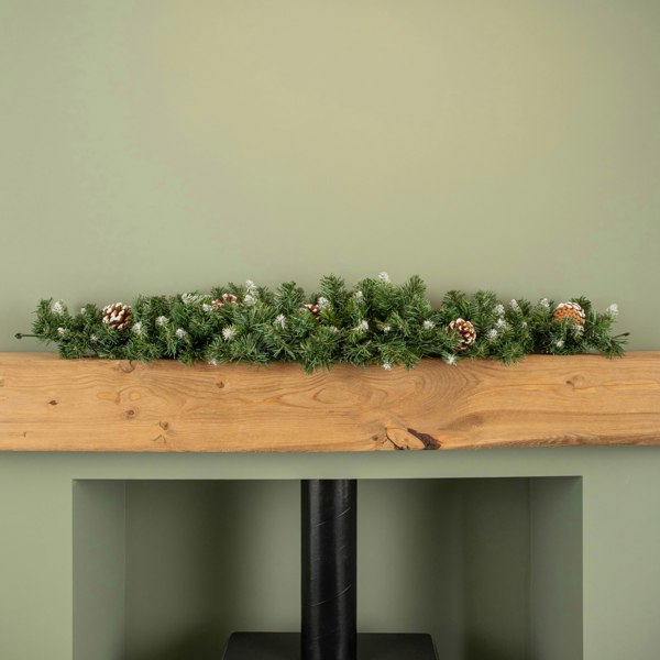 Samuel Alexander 90cm Snow King Fir Christmas Swag Garland with Pine Cones & Snow Tips