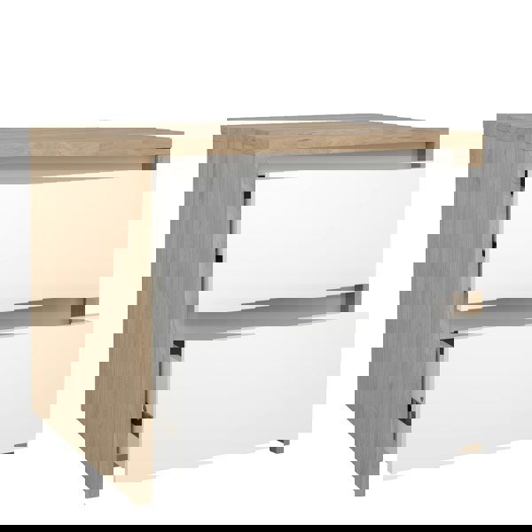 Furniture To Go Next Nightstand 2 Drawers Jackson Hickory White high gloss