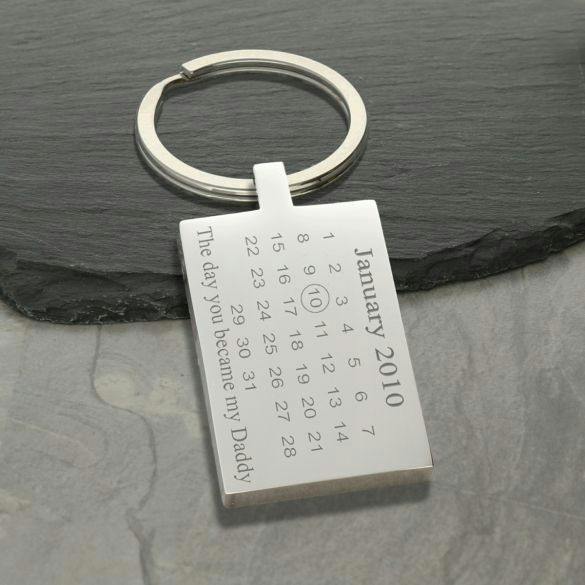 Christopher James of London Mirror Polished Special Date Calendar Rectangle Keyring