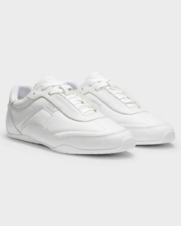 BOSS Orange Jaylen Mens Leather Trainers with Logo Detail - White 100