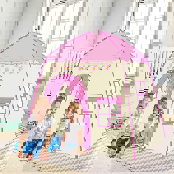 deAO Toys Girls’ Castle Tent Indoor & Outdoor Toddler Playhouse, Fairy-Themed, Oxford Fabric, Pink. Fun Gift for Girls & Boys