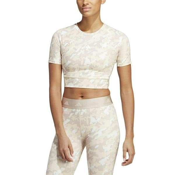 Adidas Womens/Ladies Techfit Camo Crop T-Shirt - Taupe Camo - 