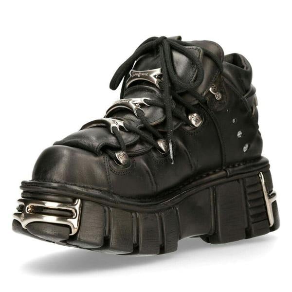 New Rock Black Gothic Ankle Boots-106-S1