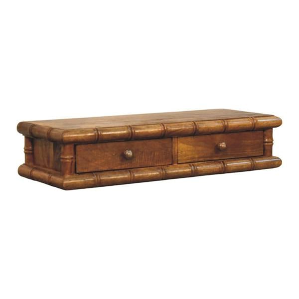 Artisan Furniture Solid Wood Bamboo Wall-Mounted Console, 2 Drawers, Brown