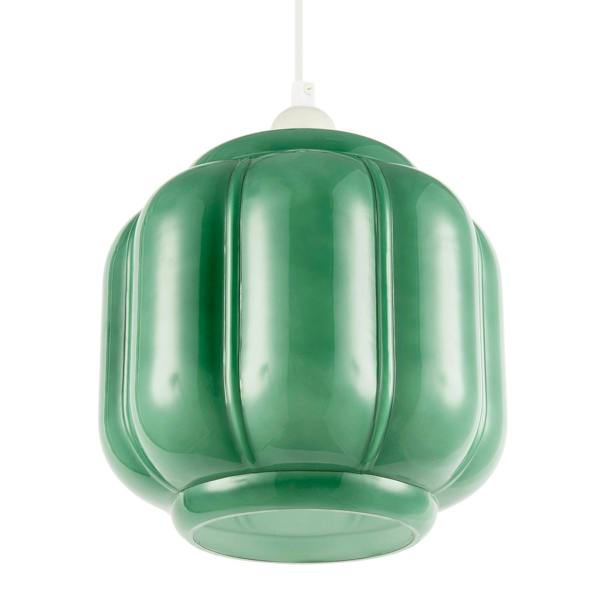 Emerald Green Traditional Pendant Ceiling Lamp Shade with Deep Grooves Image 5
