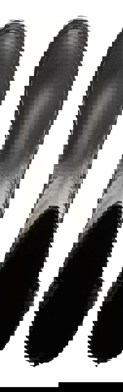 Rocket Dog Drea Womens Tall Knee High Full Zip Up Wedge Boots, high angle front view showing the sleek black leather exterior and full zipper design for a stylish look.