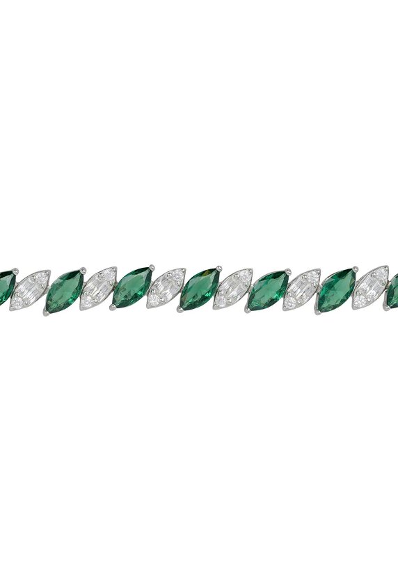 Latelita Viscountess Tennis Bracelet Emerald Silver