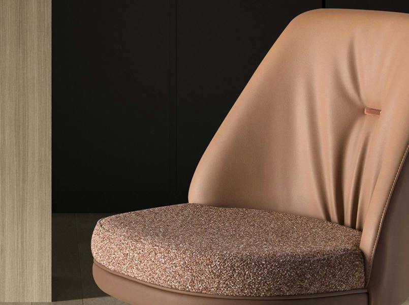Angel Cerdá Swivel Stool in Mottled Brown Fabric and Brown Leatherette 4227