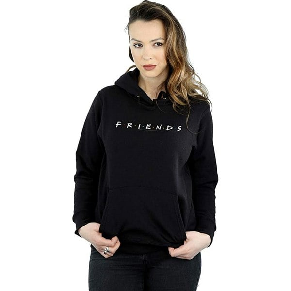 Friends Womens/Ladies Logo Cotton Hoodie - Black