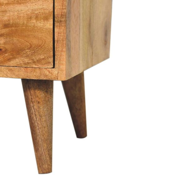 Wyld Haus Parma Mini Oak Mango Wood Classic Open Bedside Table 2 Drawers and Shelf