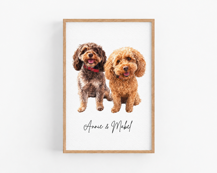 Personalised Dog Painting From Photo - Two+