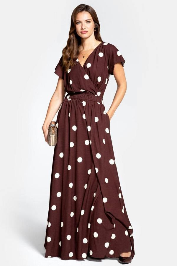 HotSquash Mock Wrap Chiffon Maxi Dress