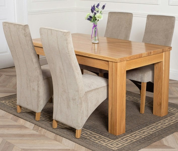 That's Furniture Dakota Medium Oak Dining Table with Lola Fabric Chairs