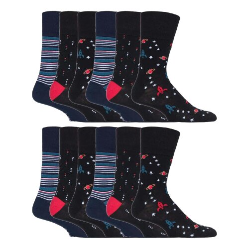Gentle Grip 12 Pairs Mens Cotton Rich Everyday Socks Soft Top Flat Seam Comfort Socks - 6-11 UK - MGG548