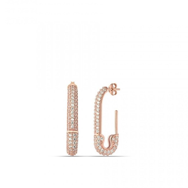 Spero London Pave Safety Pin Earrings Sterling Silver