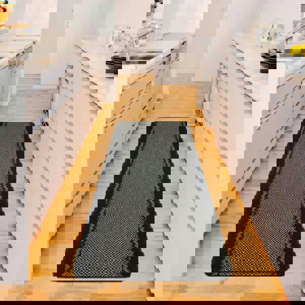 Machine Washable Designer Mats | Bordered Line Design Black