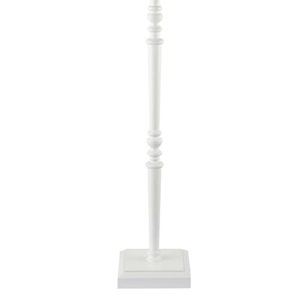 Chic White Wood Standing Floor Lamp with Square Base and Foot Switch Image 5