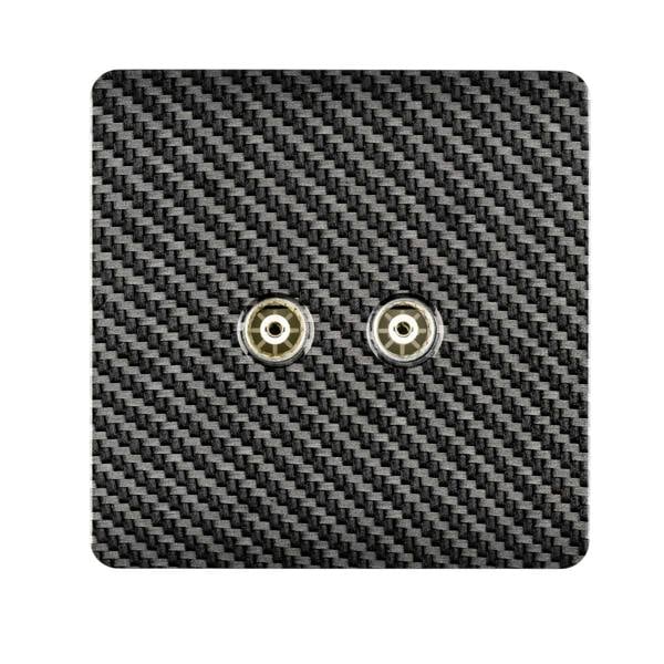 Trendi Switch 2 Gang Female Co-Axial Television Socket in Carbon Fibre
