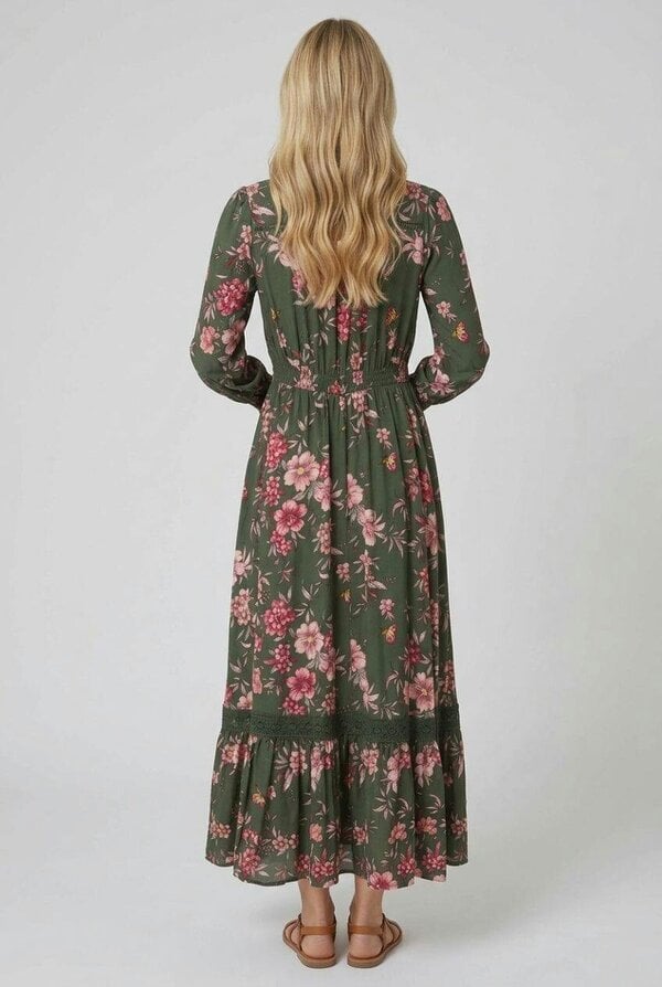 Izabel London Floral Long Puff Sleeve Maxi Dress