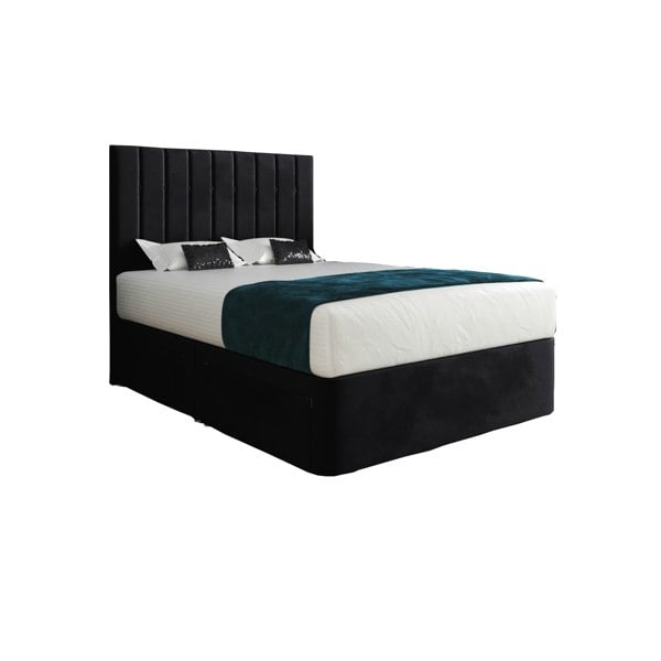 Casa Magna Marcelo Upholstered Soft Velvet Bed Frame - Black
