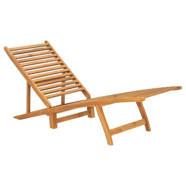 Berkfield Sun Lounger Solid Teak Wood