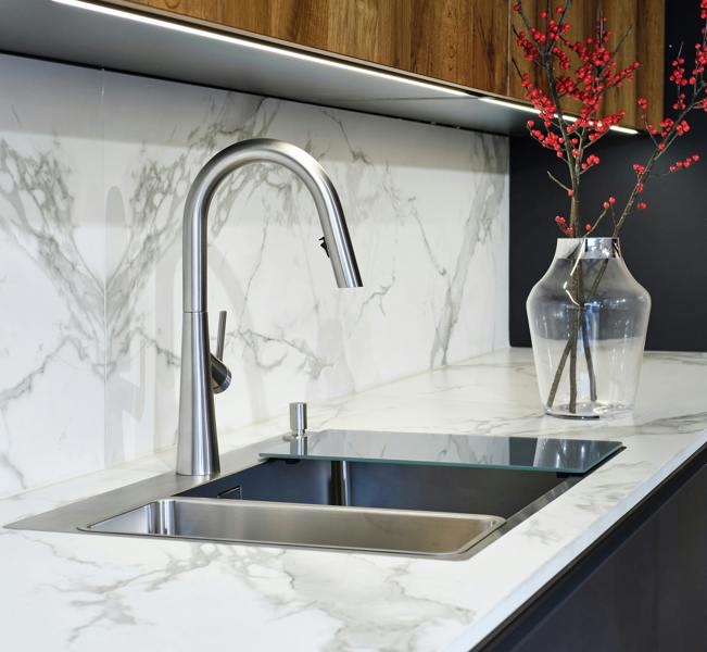Riobel Ludik Mixer with Pull Down Spray Stainless Steel Kitchen Tap