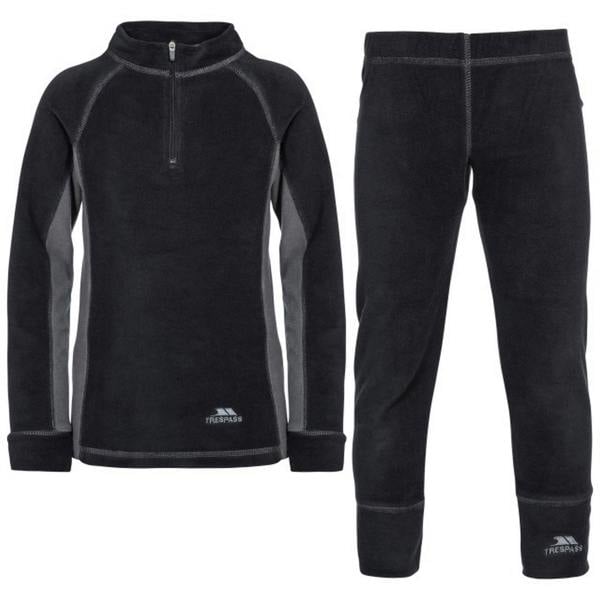 Trespass Childrens/Kids Bubbles Fleece Top And Bottom Base Layers - Black - 