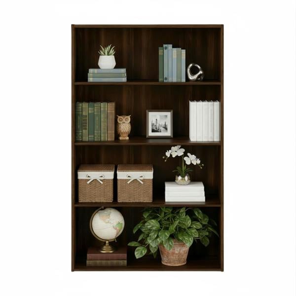WALPLUS Pasir 4-Tier Open Shelf, Columbia Walnut | Stylish Wall Art for Modern Homes
