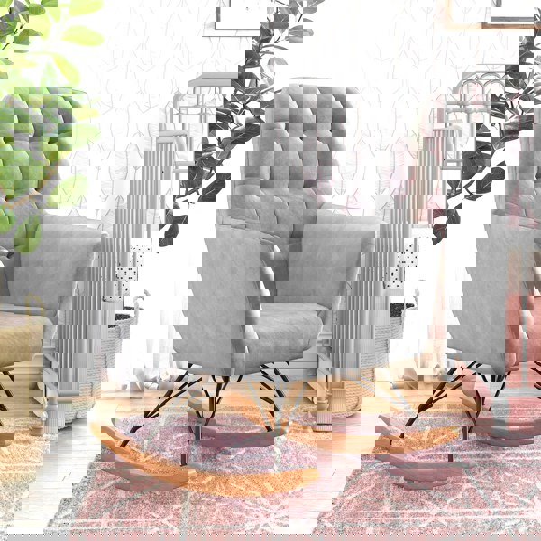 Dorel Home Raven Rocking Chair in Velvet Grey