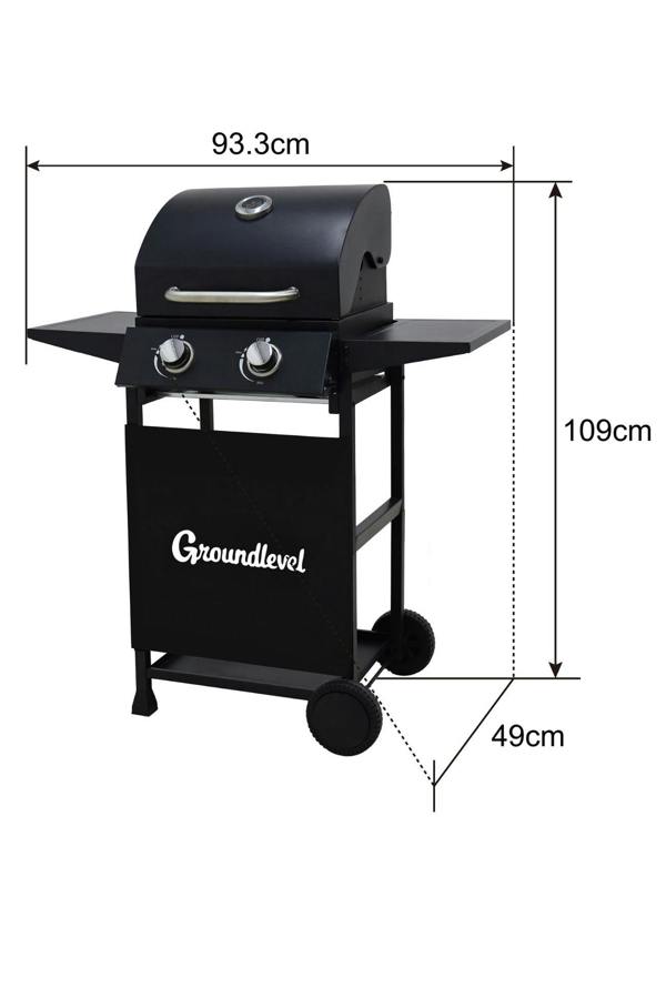 Groundlevel 2 Burner Family Gas BBQ Grill With Side Tables