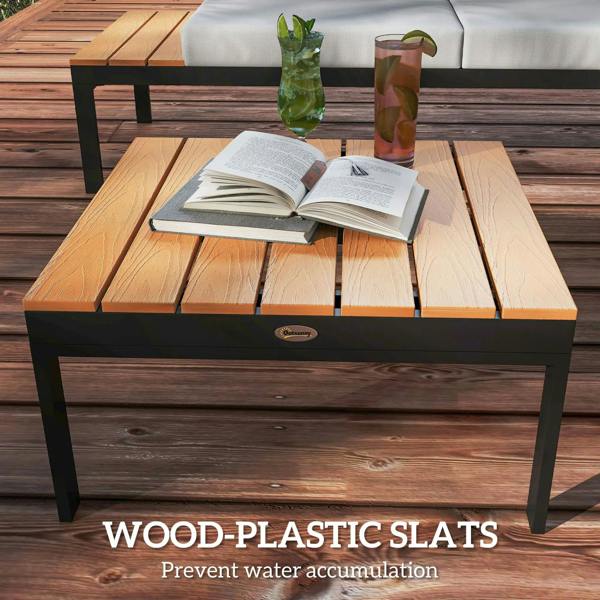 Wyld Haus Matuki Wood Teak 4 Seater Garden Corner Sofa Set With 2 Coffee Tables