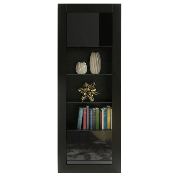 Mex Furniture Modern Display Cabinet 170cm – Black Body & Black Gloss Doors
