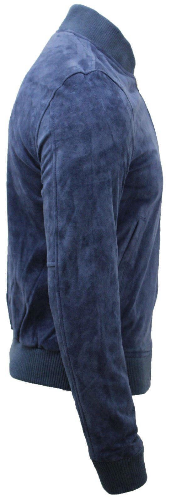 Infinity Leather Mens Varsity Soft Suede Leather Bomber Jacket