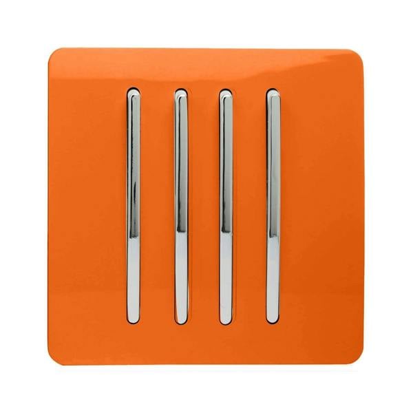 Trendi Switch 4 Gang 1 or 2 way Rocker Light Switch in Sunset Orange