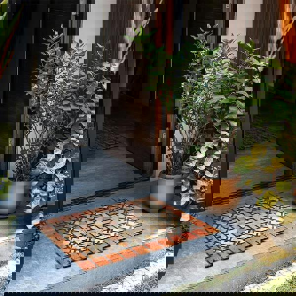 Nicoman Elegant Tile Effect Doormat - Red Edge