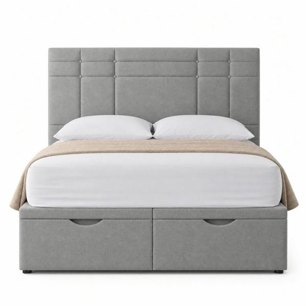 Great British Beds Prague Divan Ottoman Bed - Silver Plush