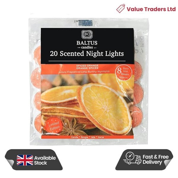 Baltus Spiced Orange Scented Tealight Candles, Pack of 20, Up to 8 Hour Burn Time