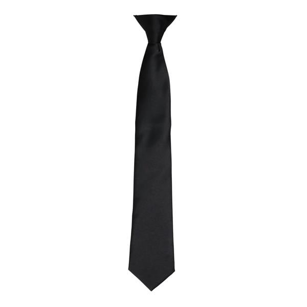 Premier Colours Mens Satin Clip Tie - Black