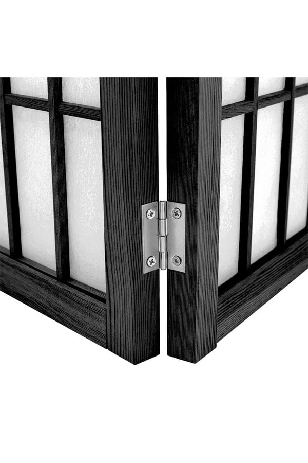 Living and Home 6-Panel Black Solid Wood Folding Room Divider Screen