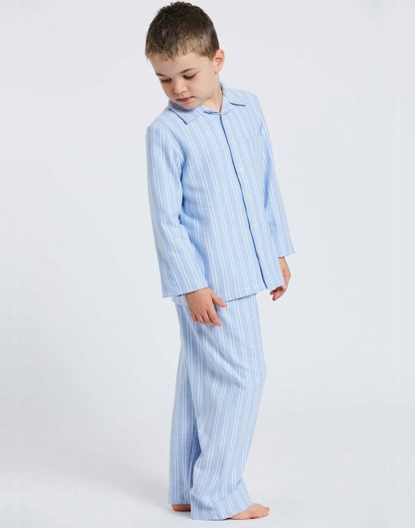 Children's Brushed Cotton Pyjama Set – Westwood Blue Stripe - British Boxers