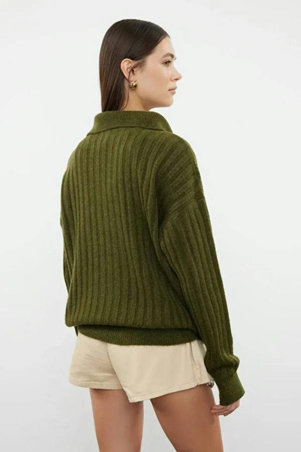 Hoxton Gal Soft-Textured Viscose Polo Neck Knit Sweater
