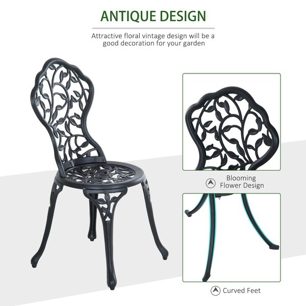 Wyld Haus Kanesu 3 Piece Aluminium Bistro Dining Set In Antique Black