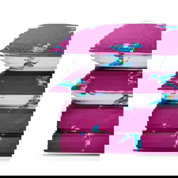 Their Nibs Hummingbird Cotton Reversible Duvet Cover Set Plum