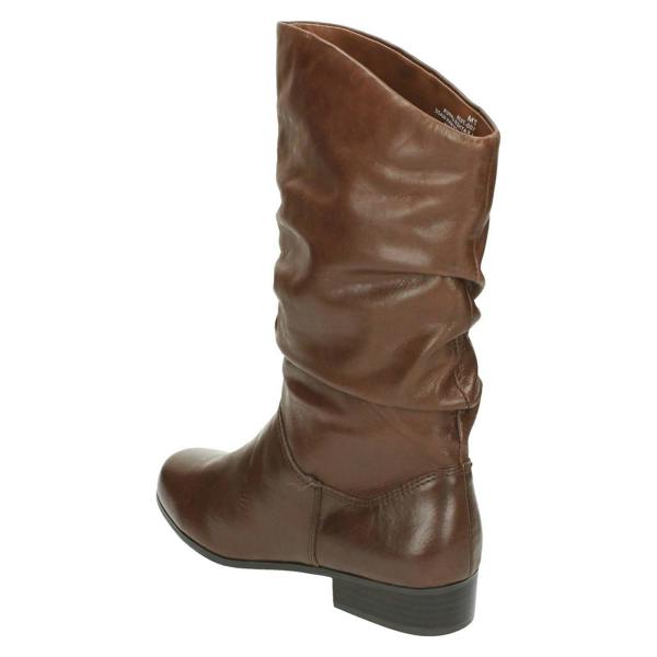 Spot On Ladies Leather Collection Pull Up Calf Length Boots