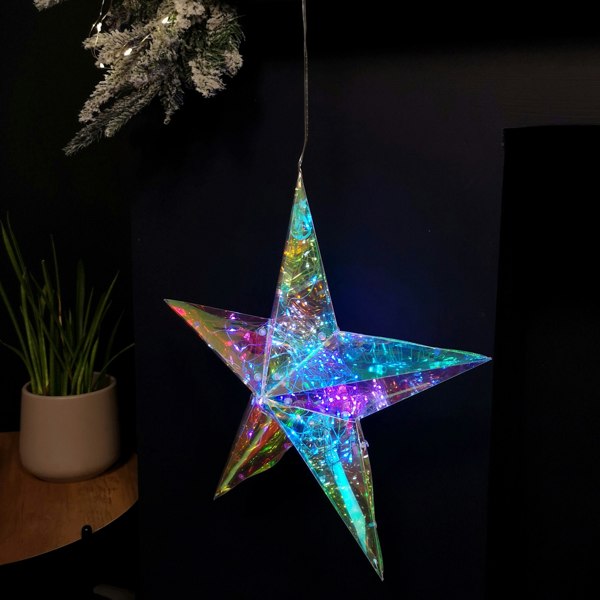Samuel Alexander 36cm Battery Operated Light up Hanging Christmas Dreamlight Star with 100 White LEDs