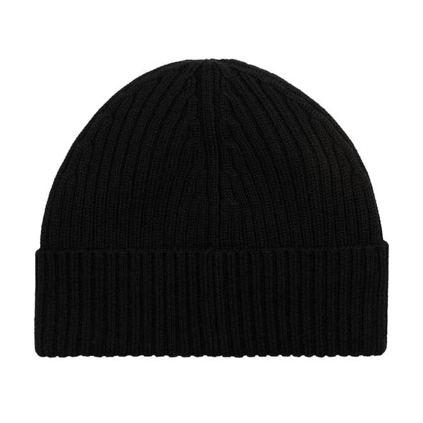 Tommy Hilfiger Mens Cable Knit Wool Blend Beanie - Black - 