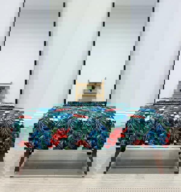 ISTOOLS Blue Jungle Floral Ottoman Bench – Multi-Use Footstool & Coffee Table UK Handmade