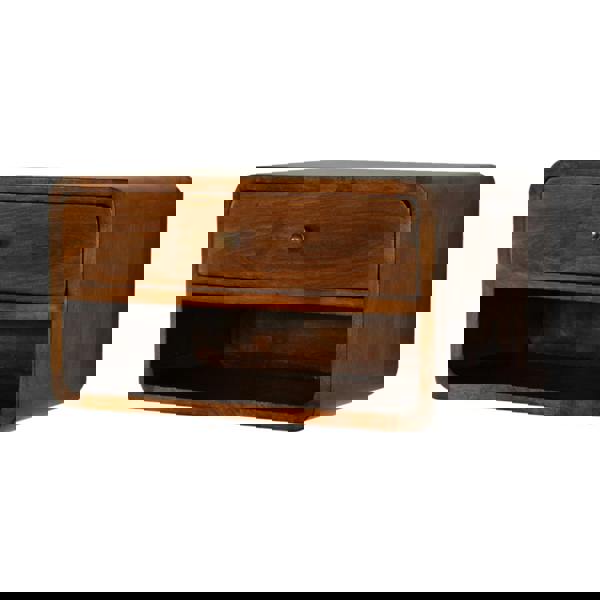 Artisan Furniture Solid Mango Wood Chestnut Curve Floating Bedside